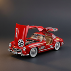 Red 300 SL racing model car with open doors