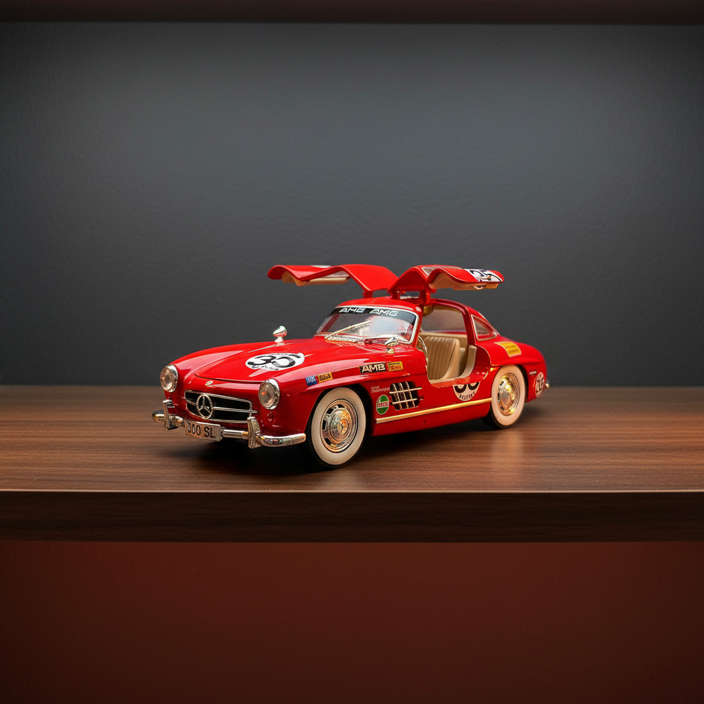 Red 300 SL racing model collector showroom image