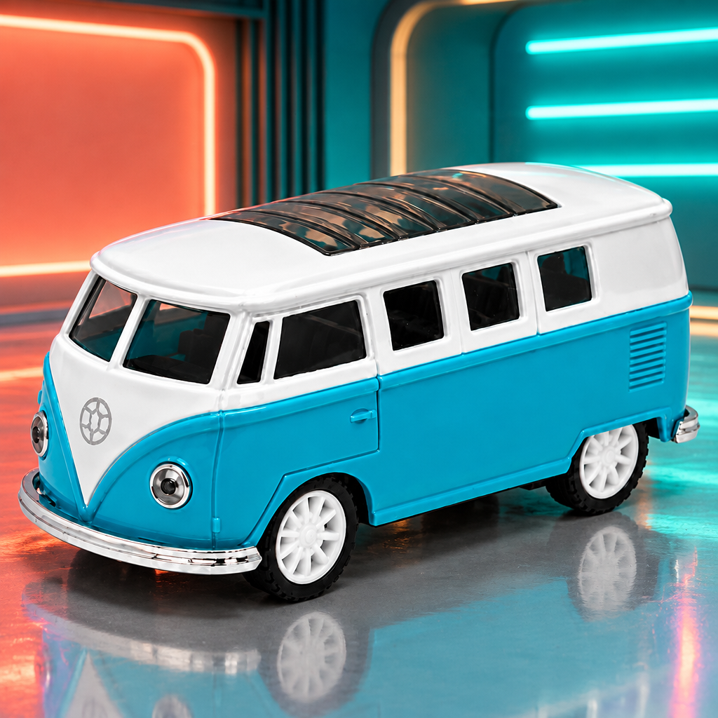 Retro Van in a retro-lit display garage