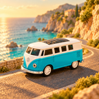 Retro Van on a miniature coastal road