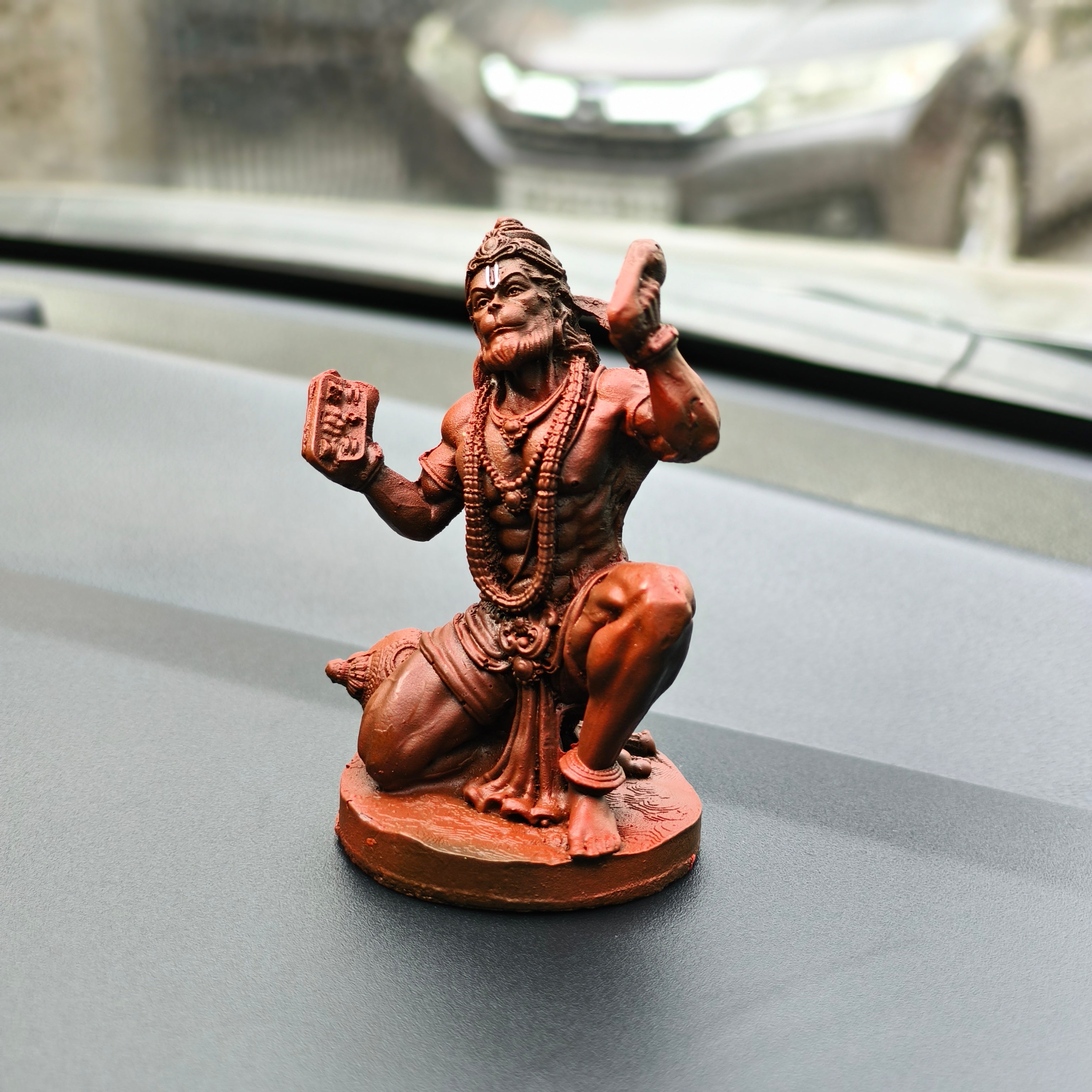 Hanuman Ji Bhakti Idol for Car Dashboard & Home Decor | Sindoori Finish