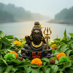 Adiyogi Shiva Statue with Trishul | Black Color | Meditation Idol for Home, Office, Gift, Car Dashboard, Yoga Decor