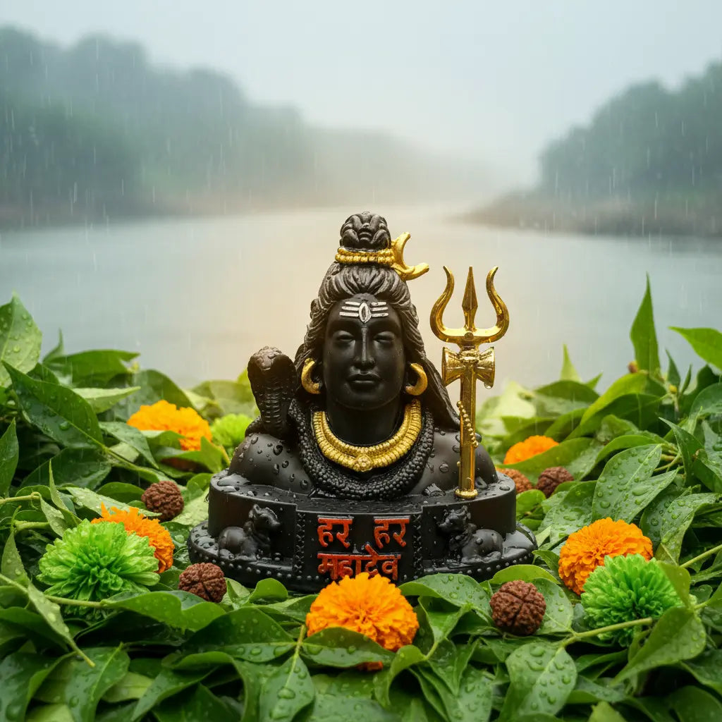 Adiyogi Shiva Statue with Trishul | Black Color | Meditation Idol for Home, Office, Gift, Car Dashboard, Yoga Decor