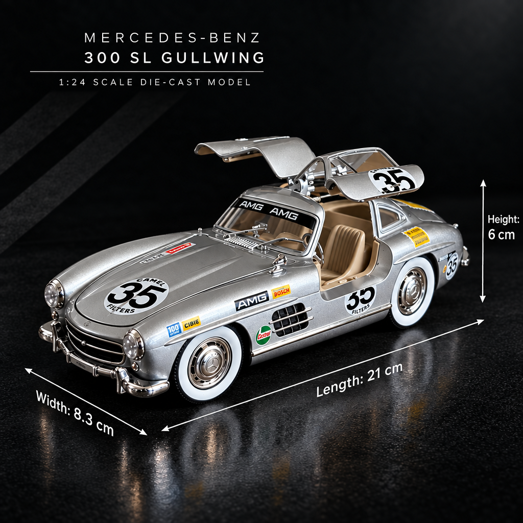 Silver 300 SL – DragAuto Dimensions, No Mercedes Logo