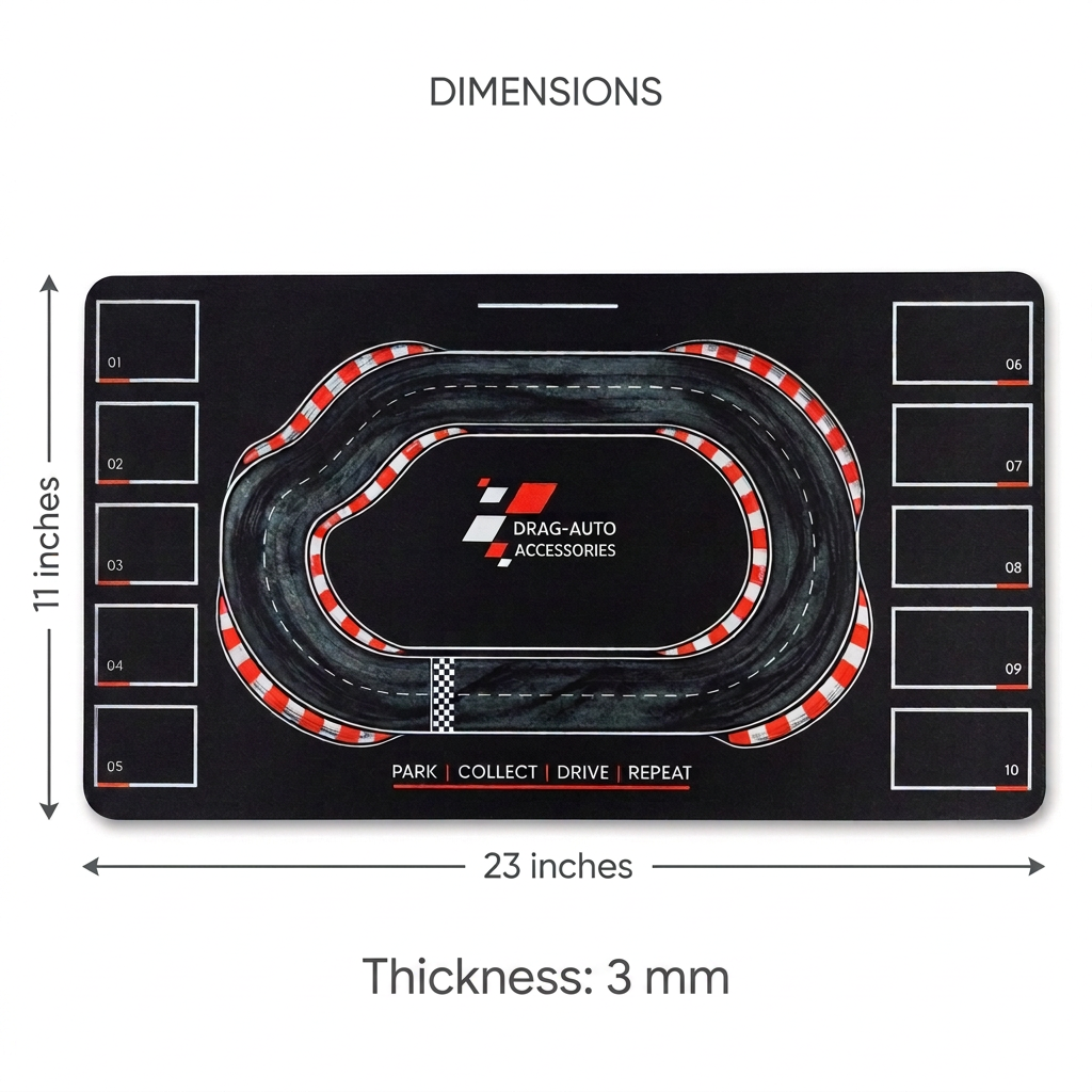 Track Day desk mat dimensions with 3 mm thickness